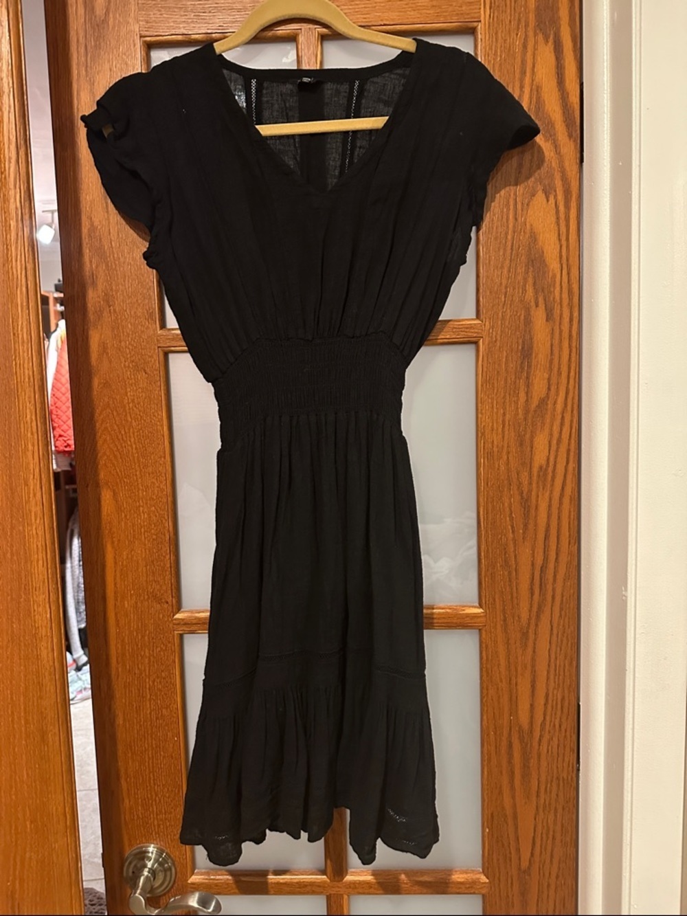 Rails Black V-Neck Smocked-Waist Dress​​